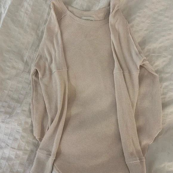 Golden by TNA long sleeve cream waffle shirt size: xxs - Picture 3 of 4